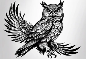 mythical owl tattoo idea