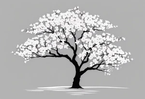 A cherry blossom tree using only white ink (no black) tattoo idea