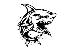 Masculine strong shark flowing tattoo idea
