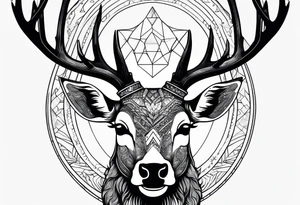 Strong deer with antlers with universe as eyes tattoo idea