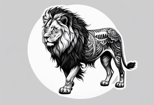 gothic lion skeleton side profile hunting tattoo idea