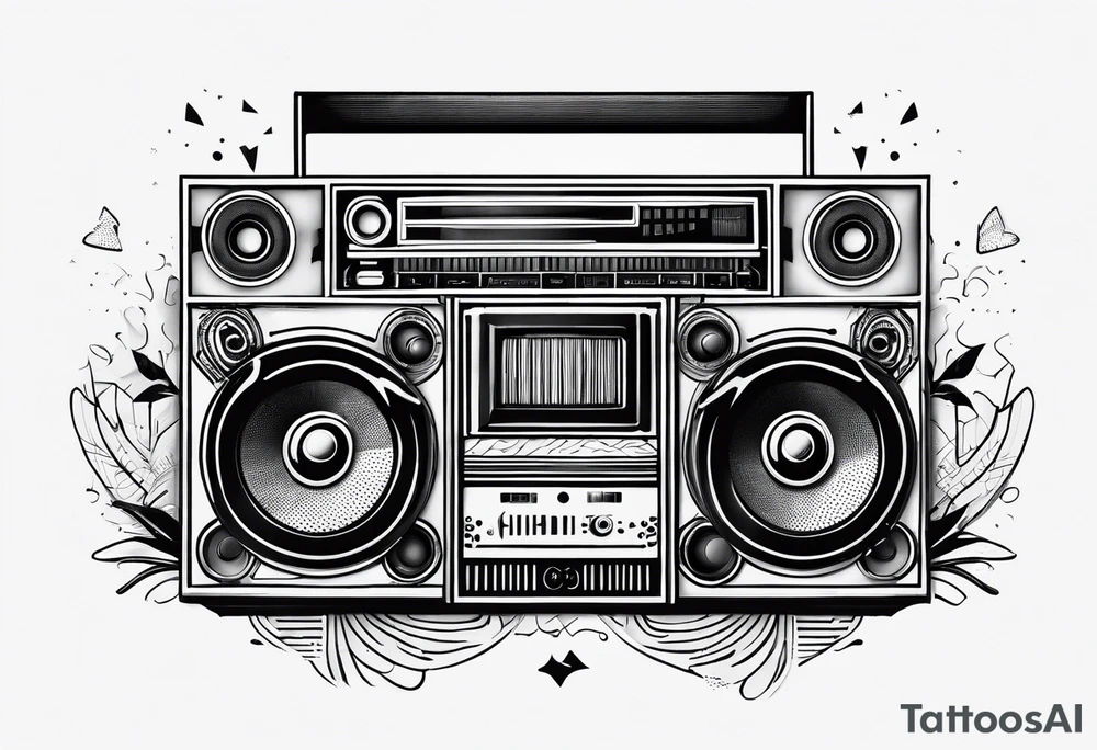 Boombox fineline minimalistic from above tattoo idea