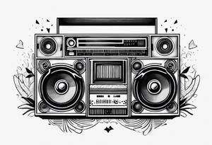 Boombox fineline minimalistic from above tattoo idea