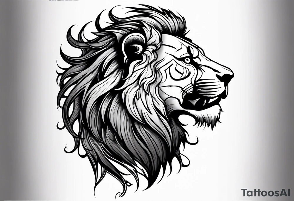 gothic lion skeleton side profile hunting tattoo idea