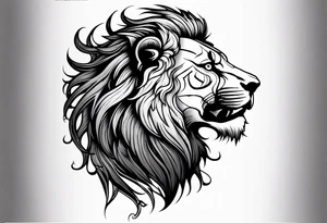 gothic lion skeleton side profile hunting tattoo idea