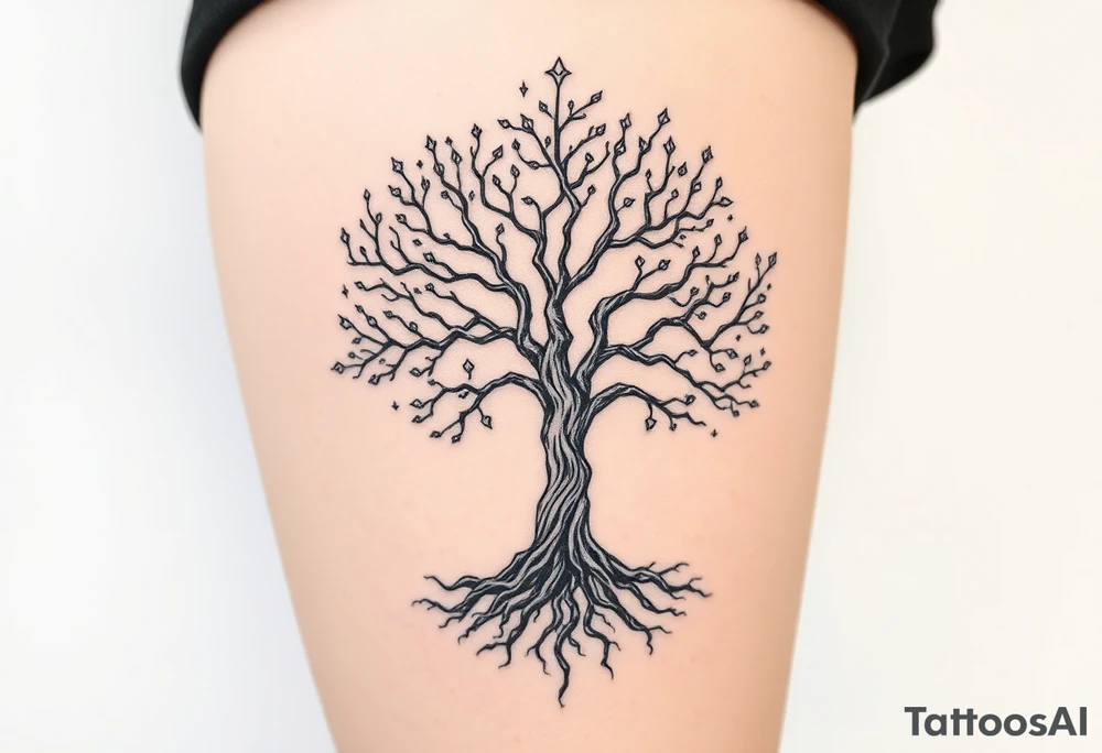 mystical tree of life with cosmic roots and celestial branches tattoo idea mystical tree of life with cosmic roots and celestial branches tattoo idea