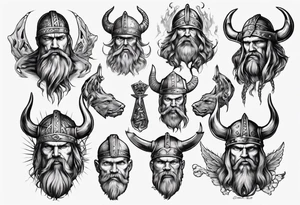 A bunch of vikings surrounding a classic vintage cadilac tattoo idea
