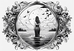 girl floating on still water
aerial view tattoo idea
