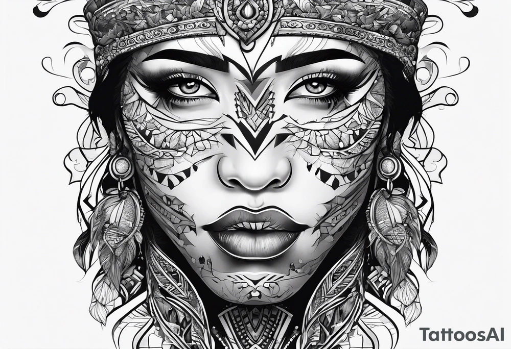 Koolie face portrait tattoo idea