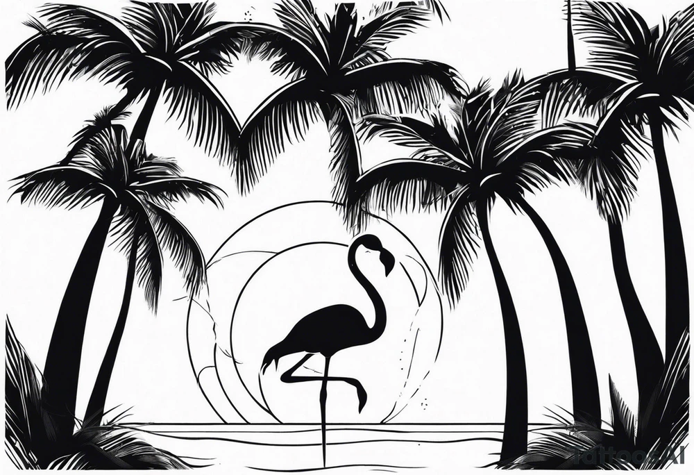 palm tree with a flamingo tattoo idea