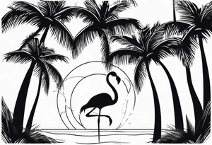 palm tree with a flamingo tattoo idea