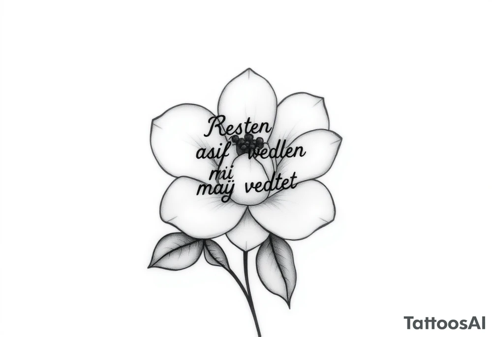 create a flower tattoo where the follomg text is indluded in the flower

Text: Resten af verden må vente lidt

Use the text at the "stilk in the flower" tattoo idea