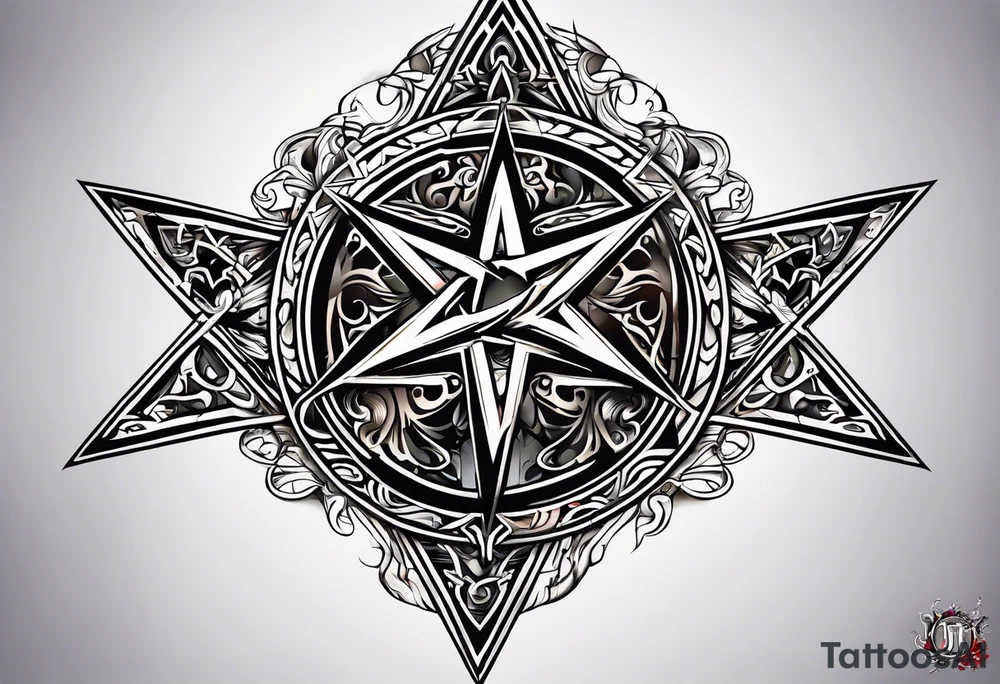 pentagram upsidedown cross tattoo idea