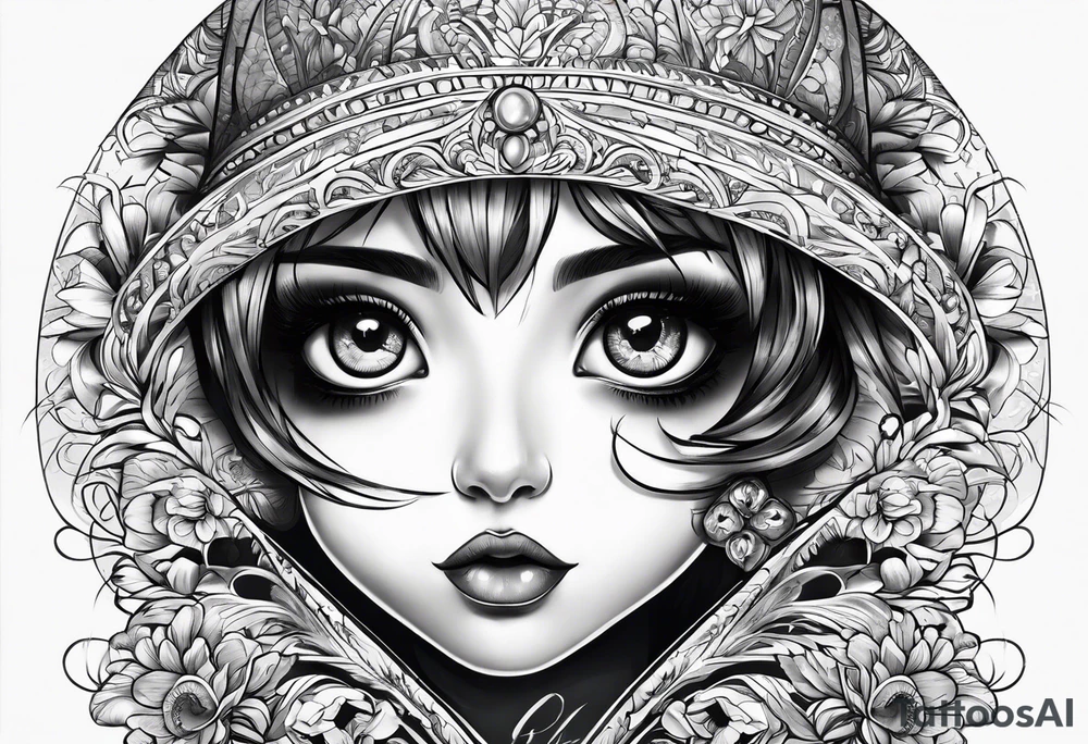 big eyes with lighting tattoo idea