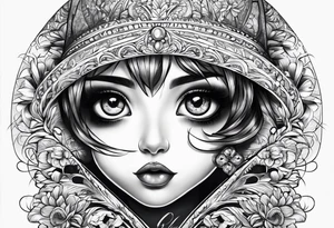 big eyes with lighting tattoo idea