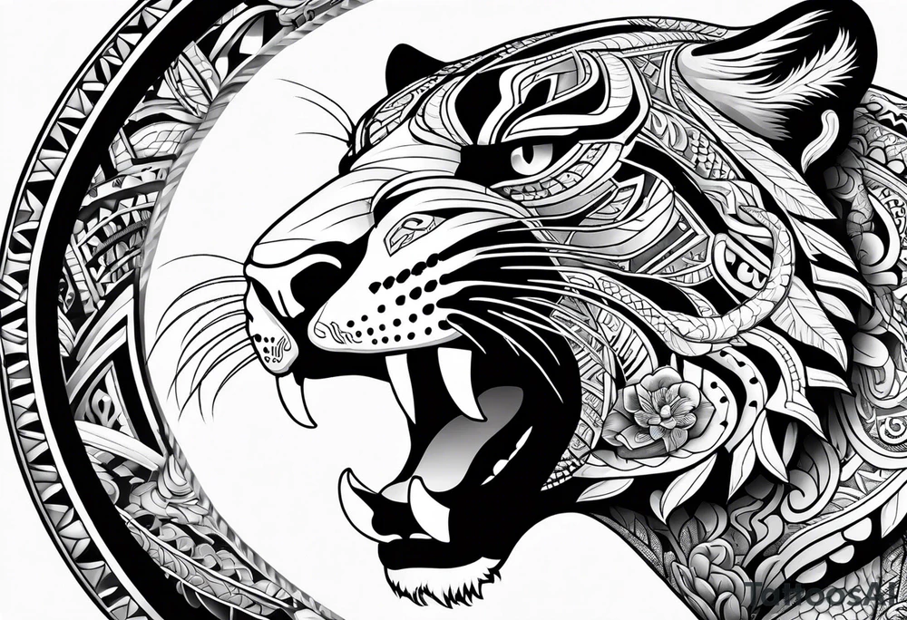 aztec black jaguar with snake tattoo idea