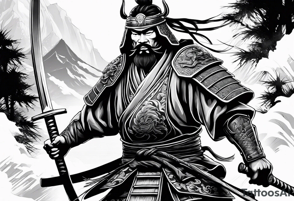 Samurai with ceberus tattoo idea