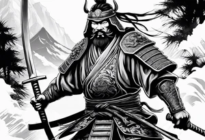 Samurai with ceberus tattoo idea