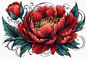 red peony tattoo idea
