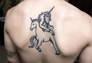 Bigfoot wearing a unicorn tube full leg piece 
Funny tattoo idea