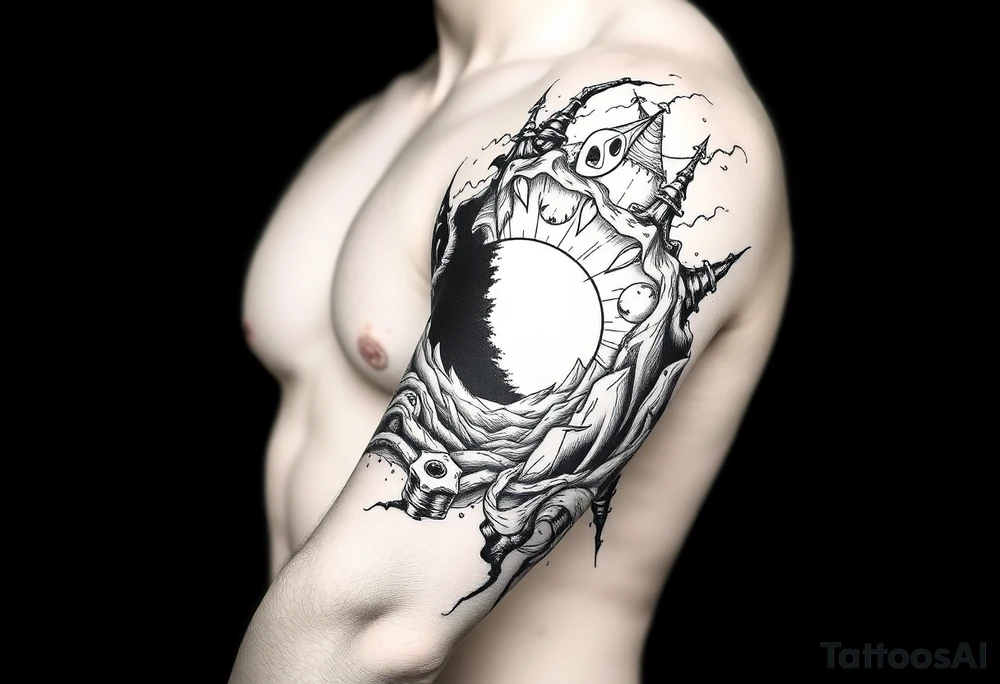 2 different worlds on both sides of a black hole tattoo idea