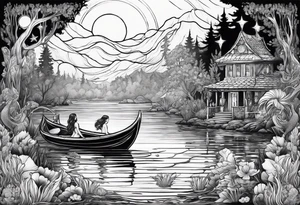 Mermaid in a bayou at night tattoo idea