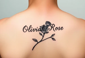 The name Oliviah Rose written as the rose stem 
Girl tattoo tattoo idea