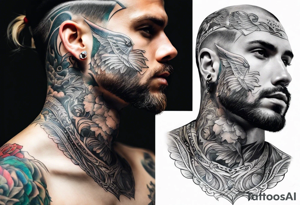 Neck tattoo being ejecting from the skin, symbolizing the release of the voice and freedom from censorship. tattoo idea