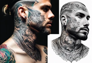 Neck tattoo being ejecting from the skin, symbolizing the release of the voice and freedom from censorship. tattoo idea