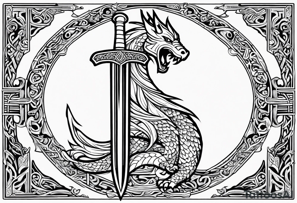 Viking sword Valhalla dragon tattoo idea