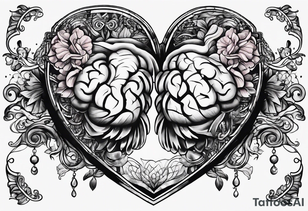 heart brain scale tattoo idea