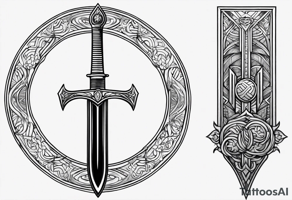 Sword with 🕉️ symbol tattoo idea