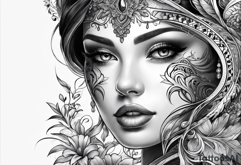 lacey full sleeve tattoo idea