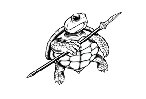 Turtle holding a trident tattoo idea