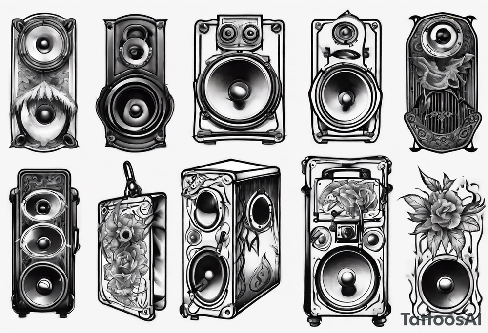 speaker, music staff tattoo idea