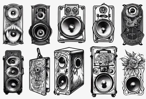speaker, music staff tattoo idea