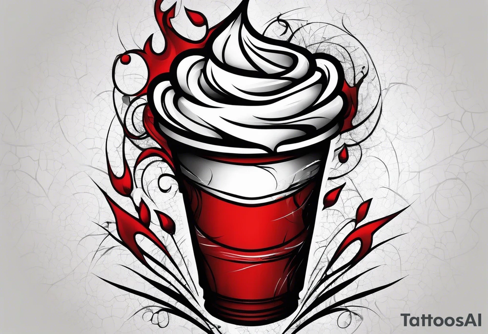 A red cracked plastic cup tattoo idea
