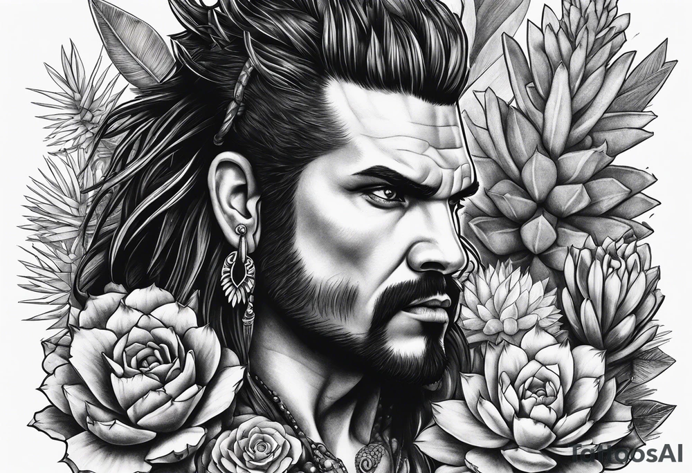 Lobo com cactos tattoo idea