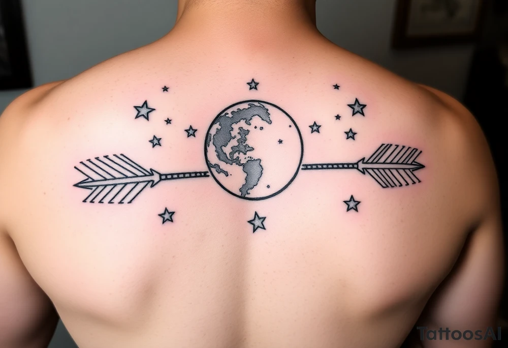 Wesley Brantley Logan with arrows and moons and stars tattoo idea