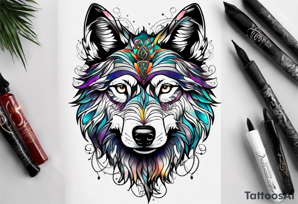 Trippy Wolf tattoo idea