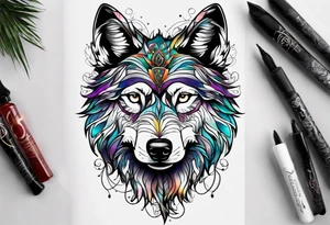 Trippy Wolf tattoo idea