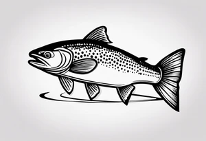 A small tattoo featuring a lovestruck trout as the main theme, drawn without lines, using only color combinations. tattoo idea