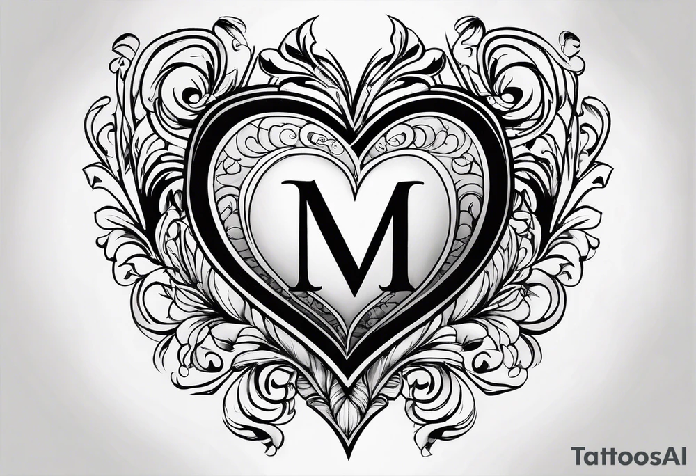 Simple Heart with the letters M&S inside tattoo idea