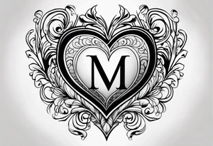 Simple Heart with the letters M&S inside tattoo idea