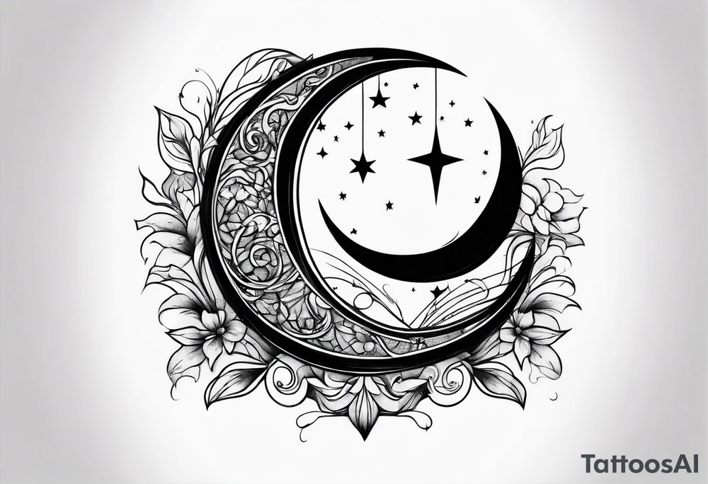 crescent moon basic sketch tattoo idea