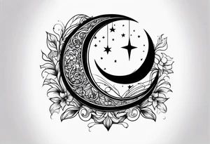 crescent moon basic sketch tattoo idea