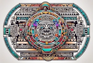 Colorful simple Mayan hieroglyph tattoo idea