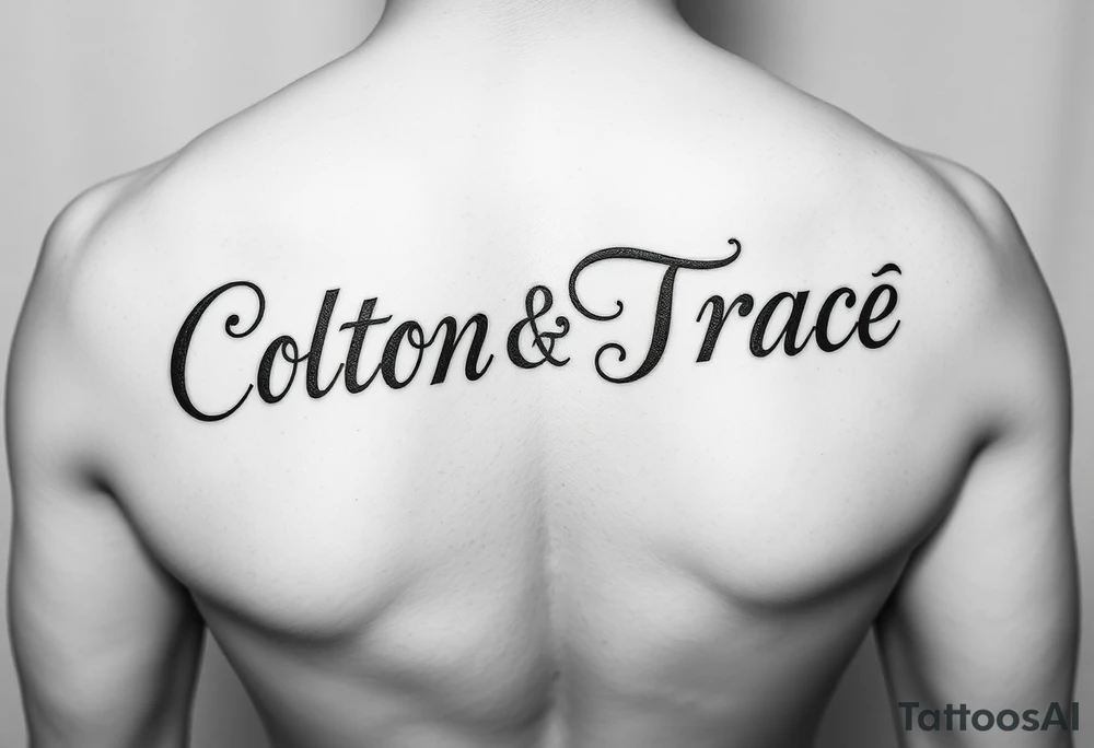 The names colton and tracee combined together in one word but you can read both names if you look qt it upside down tattoo idea