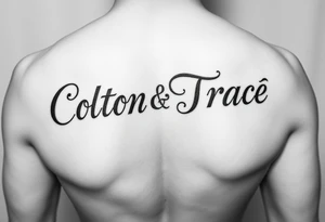 The names colton and tracee combined together in one word but you can read both names if you look qt it upside down tattoo idea