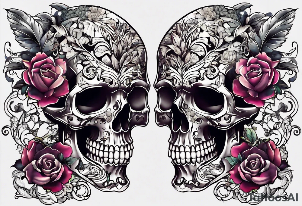 Wedding of two skeletons tattoo idea